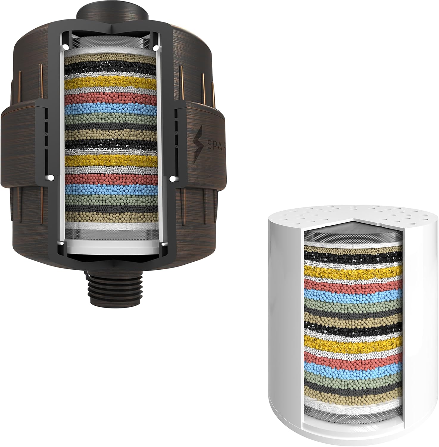 SparkPod Shower Filter Capsule and 1 Filter Cartridge bundle to Reduce Chlorine, Dirt, Odors from Shower Water - Recommended for People with Itchy Dry Skin, Eczema and Dandruff (Oil-Rubbed Bronze)