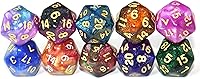 Vista 4 de SmartDealsPro Paquete de 10 dados poliédricos D20 de 20 caras para juego de mesa DND RPG MTG (color brillante)