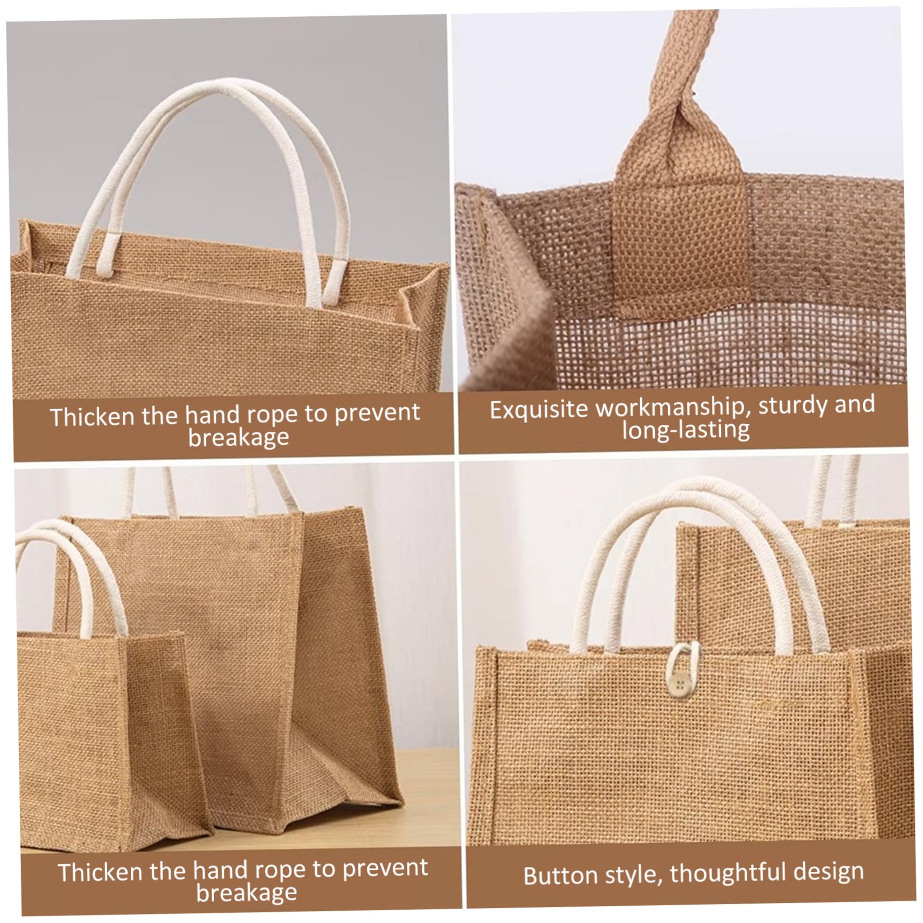 Borse di tela di iuta borsa di tela di iuta resistente 6 pezzi 12x15x5, 5 pollici con manico per la spesa la spesa il matrimonio le gite