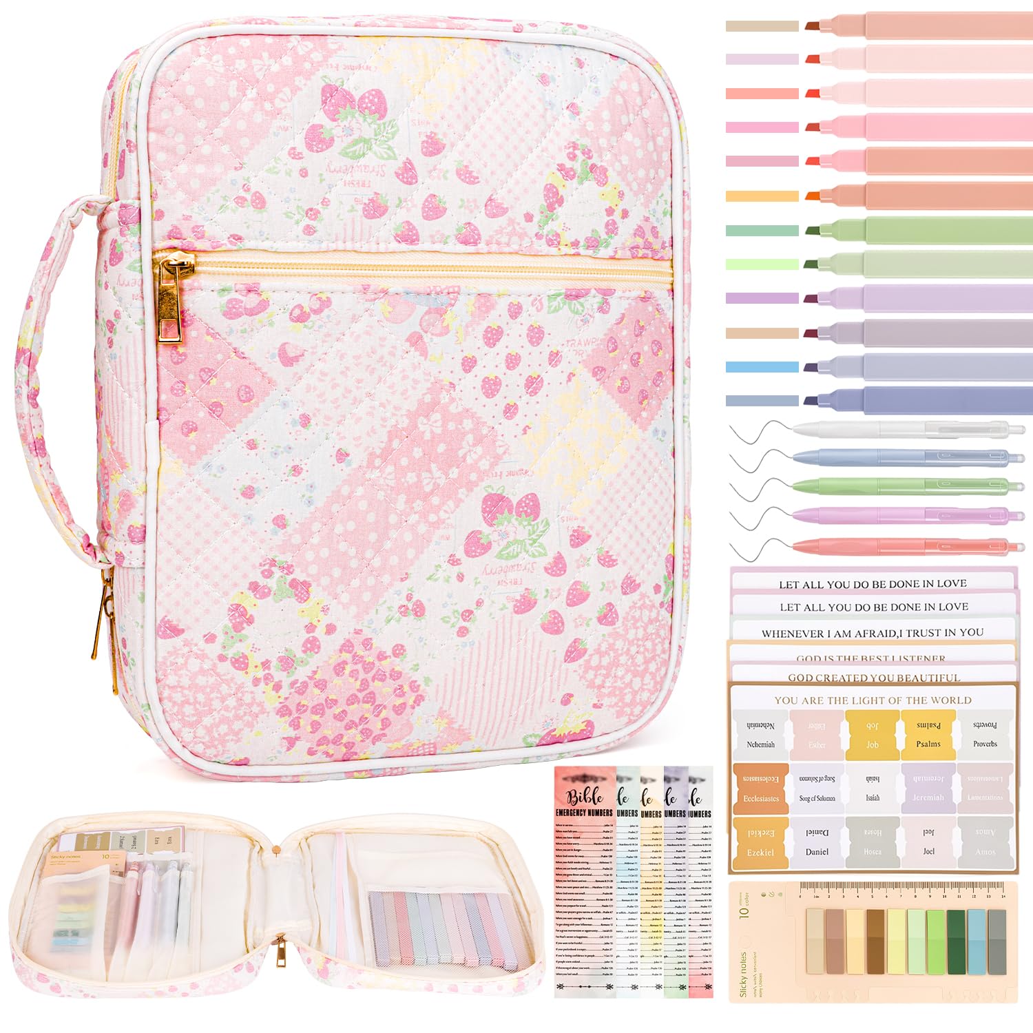 Bible Cover Case for Women Bible Bag w/Handles Bible Study Supplies