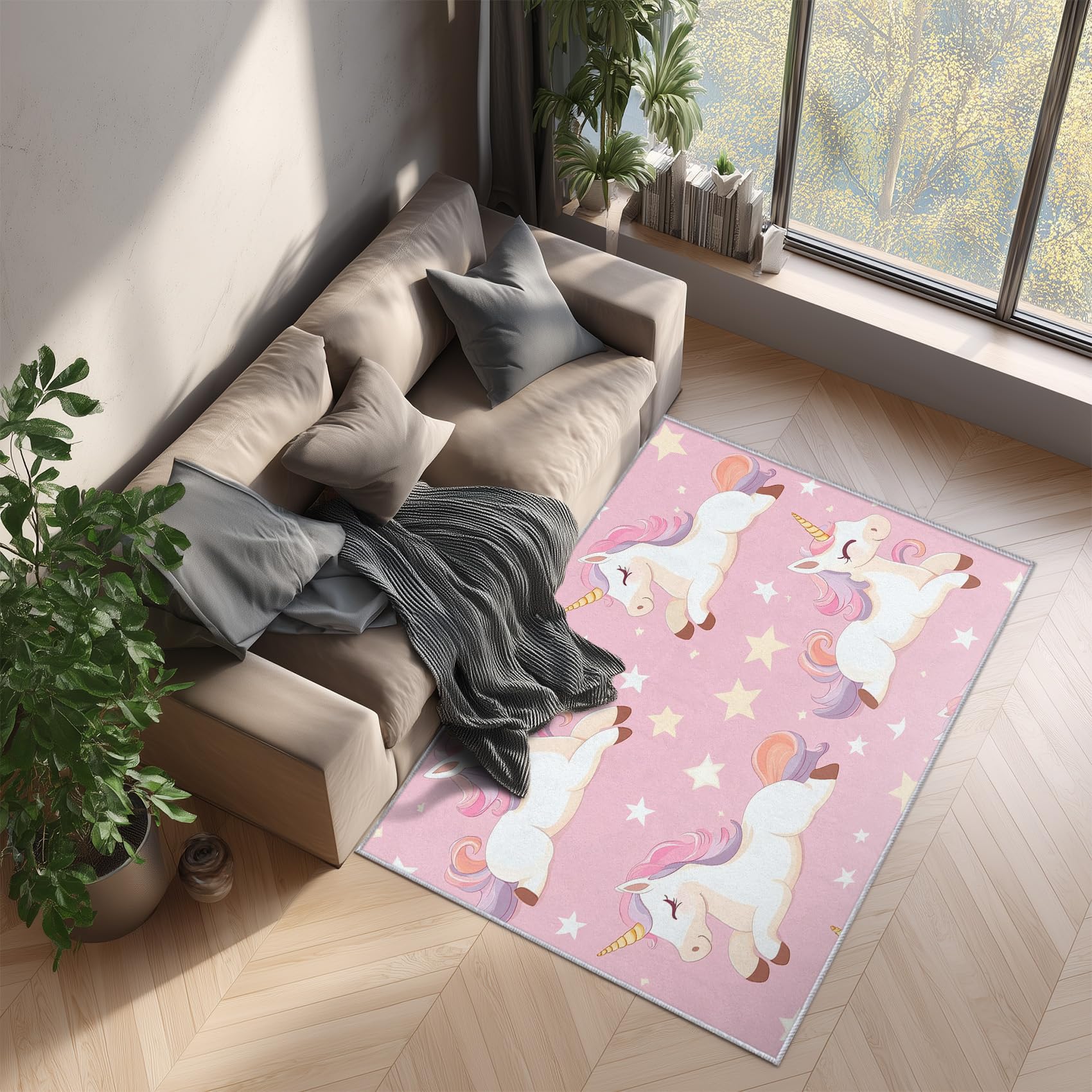 Tapis licorne lavable pour chambre d'enfant propre et sécurisée