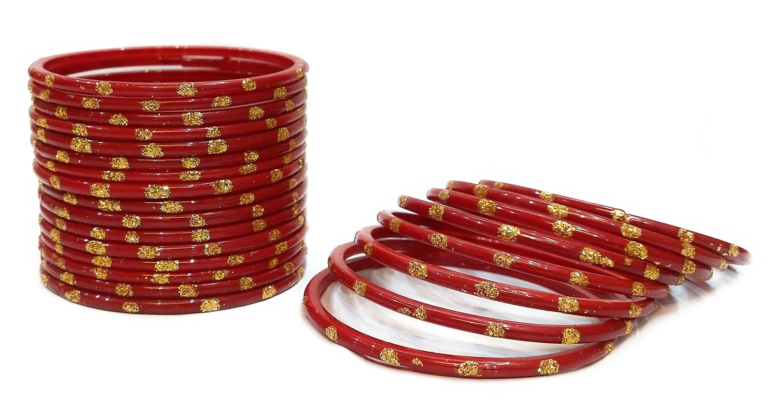 Pulseras exóticas de cristal tradicionales indias con patrón de puntos Zari para todas las ocasiones (paquete de 48 brazaletes)