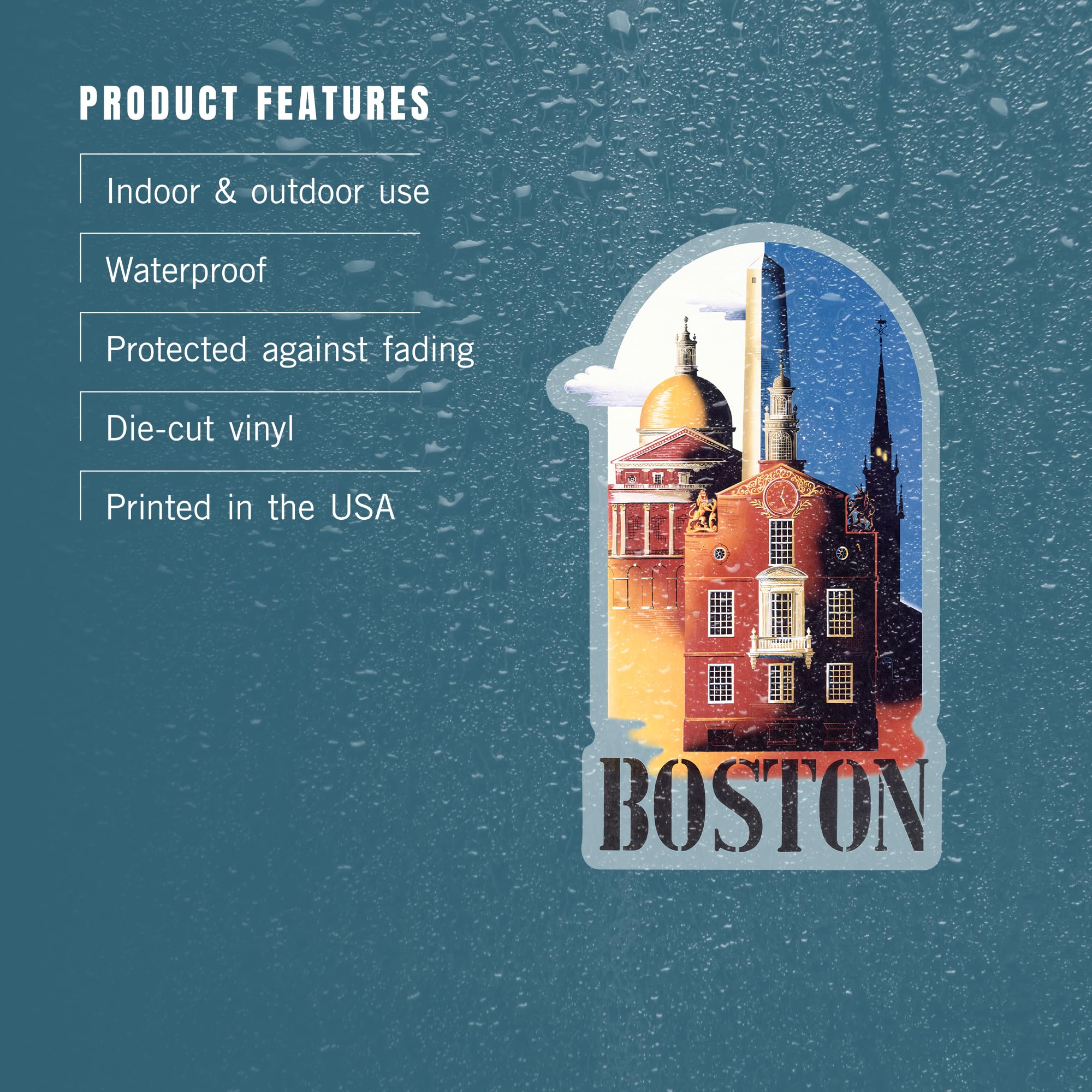 Boston Massachusetts Die Cut Decal Waterproof Rustic Boston ...