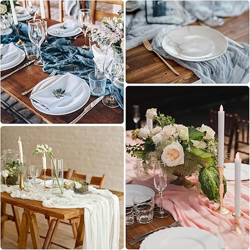 Miniatura 7 de Paquete de 6 caminos de mesa de estopa, mantel de boda de 10 pies, romántico, bohemio, transparente, de 35 x 120 pulgadas, vintage, despedida de