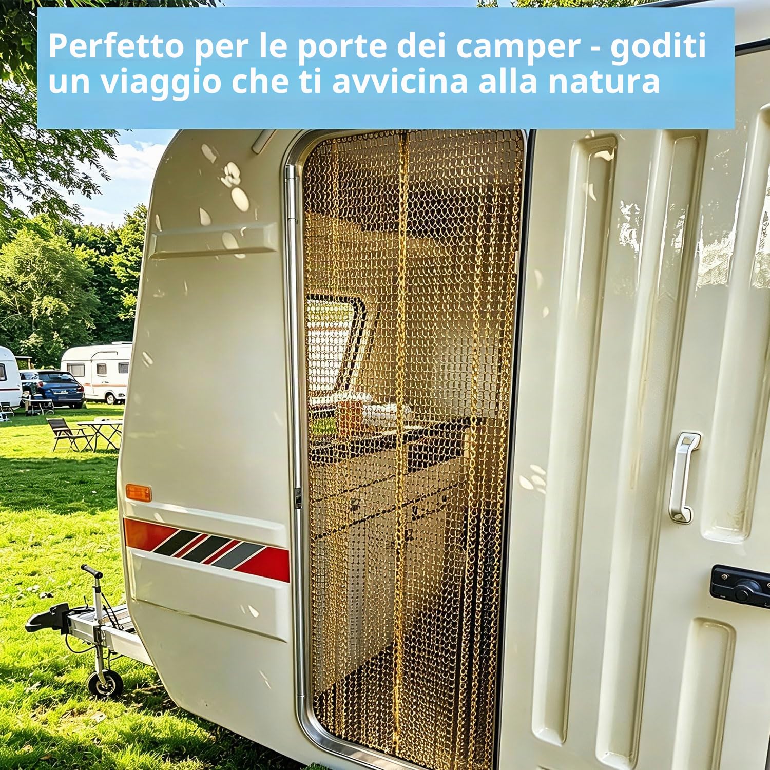 Tenda a catena in alluminio, 90 x 200 cm, zanzariera per porte e finestre, accessorio per la casa (catena in alluminio dorato)