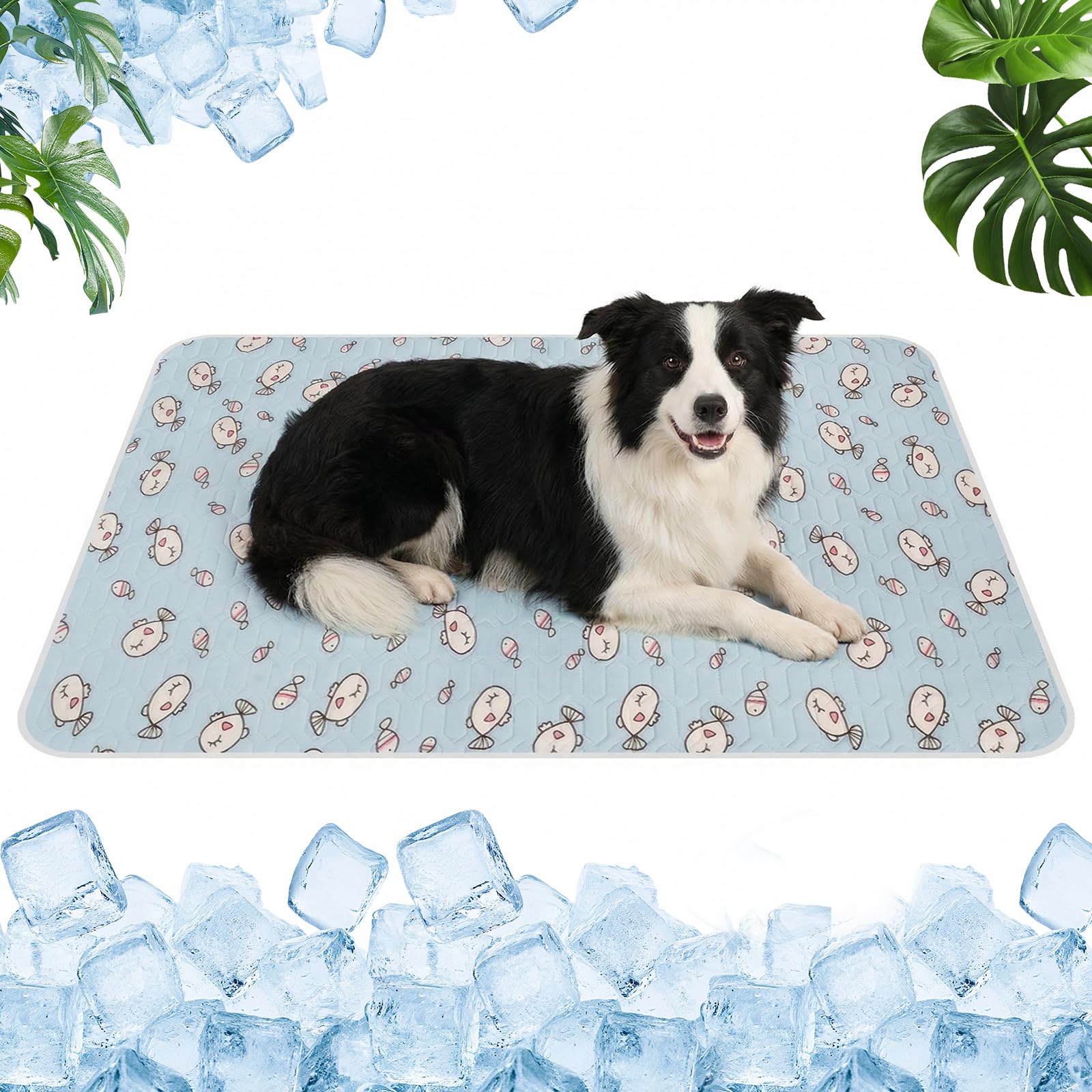 Qoosea Cooling Mat for Dog and Cat, Ice Silk Cooling Blanket for Non-Toxic Animals Pet Cooling Mat, Soft Sleeping Mat – 50 x 70 cm
