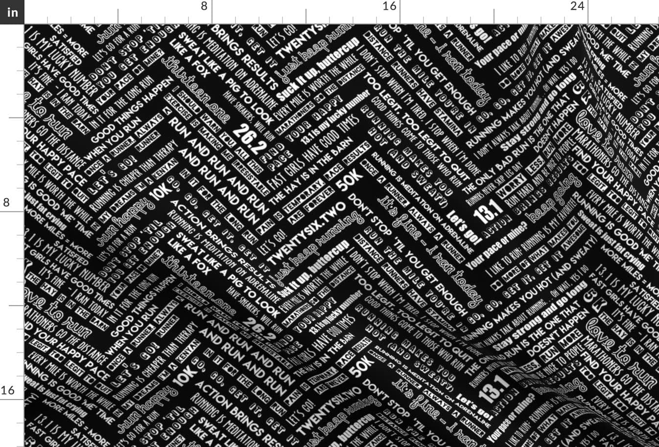 Spoonflower Fabric - Running White Black Run Marathon Race Exercise Athletic Printed on Minky Fabric by The Yard - Sewing Baby Blankets Quilt Backing Plush