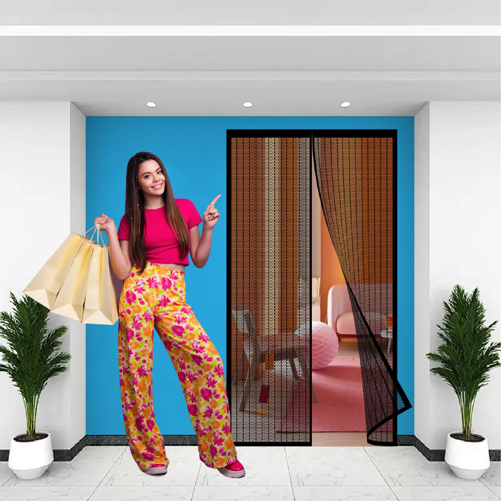 Moustiquaire magnétique pour porte arrière rideau automatique 230x242 balcon et cave