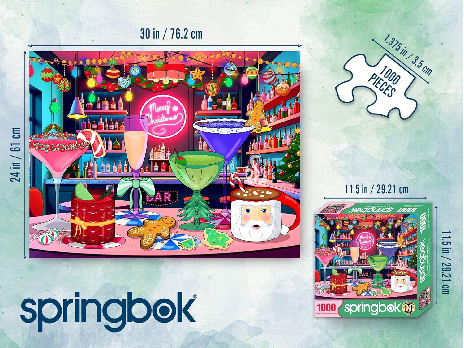 Springbok Pop-up Christmas Cocktails 1000 Piece Puzzle for Adults- Perfect Puzzle for a Holiday Party with Friends!