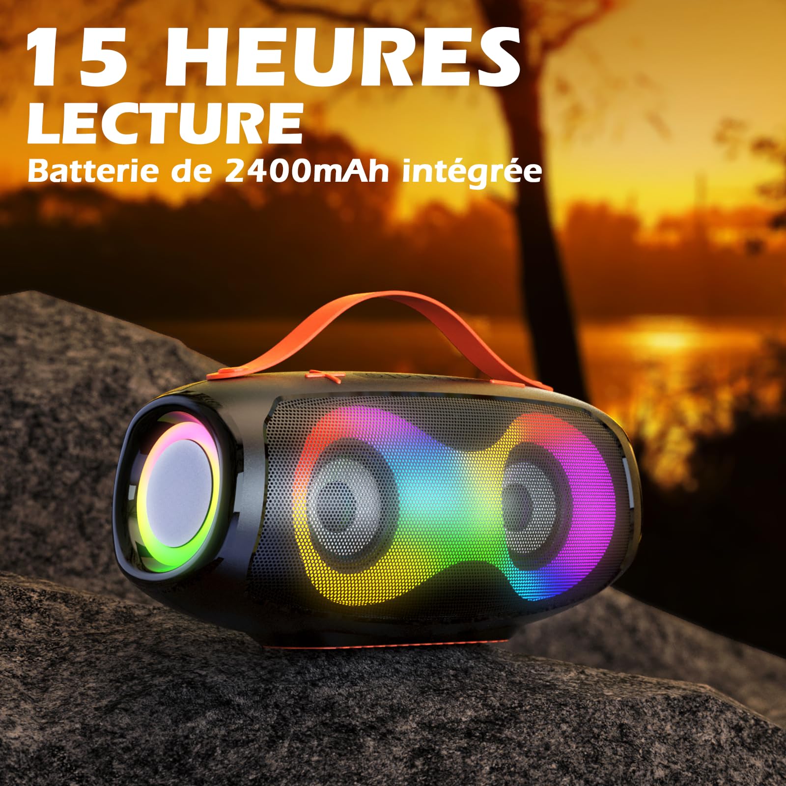 Enceinte Bluetooth Portable LED pour Extérieur