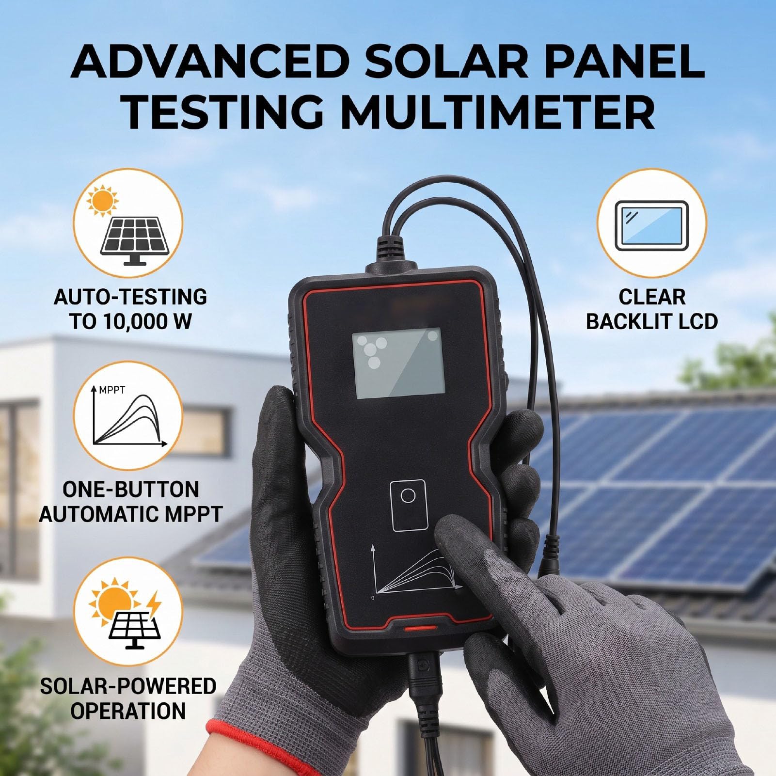 Fafeicy Tester per Pannelli Solari MPPT Multimetro Fotovoltaico da 10000 W