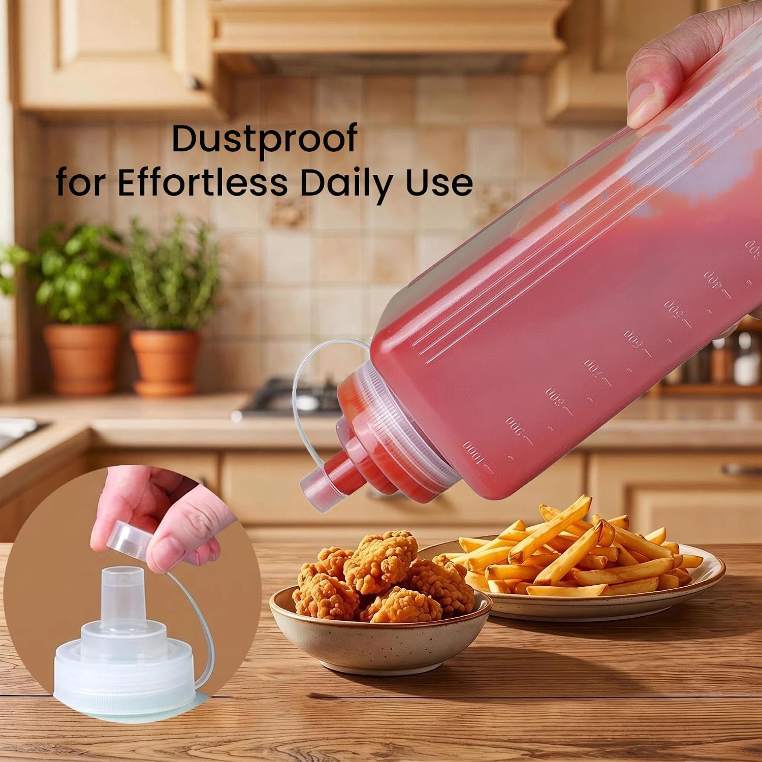 4 Pack 1 qt Plastic Condiment Squeeze Bottles,34oz Sauce Dispenser,Wide Tip