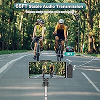 Vista 8 de Mini micrófono inalámbrico 3 en 1 para iPhone y cámara de teléfono Android, micrófono de solapa Bluetooth Lavalier para grabación de video