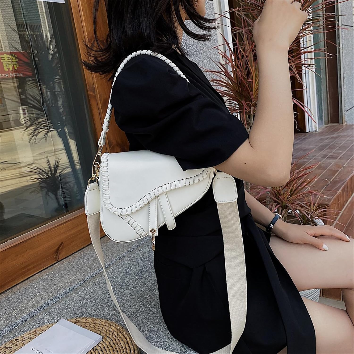 Women Small Saddle Shoulder Bag,Trendy Crossbody Bag Clutch Purse,PU Leather Satchel Bags Handbag - Image 3
