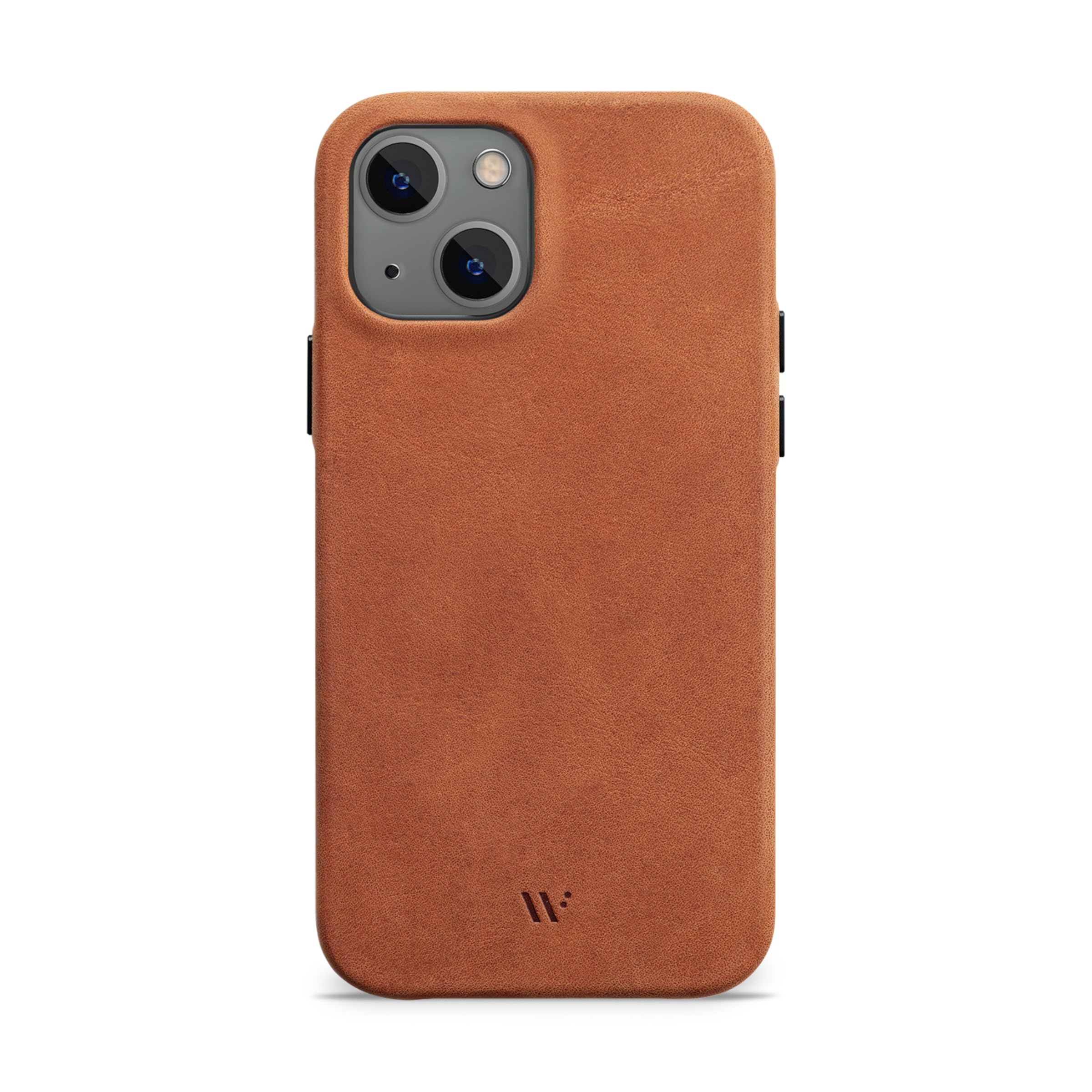 WIIUKA Funda para iPhone 13 mini, piel alemana, extrafina, funda de piel premium, funda para teléfono móvil, funda Qi, marrón vintage