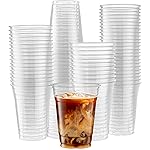 Crystal Clear PET Cups for Iced Coffee,Milkshake, Cold Drinks, Slush, Smoothy\'s, Slurpee, Ice cream, Dessert, Party\'s, Plastic Disposable Cups (50, 16 oz)