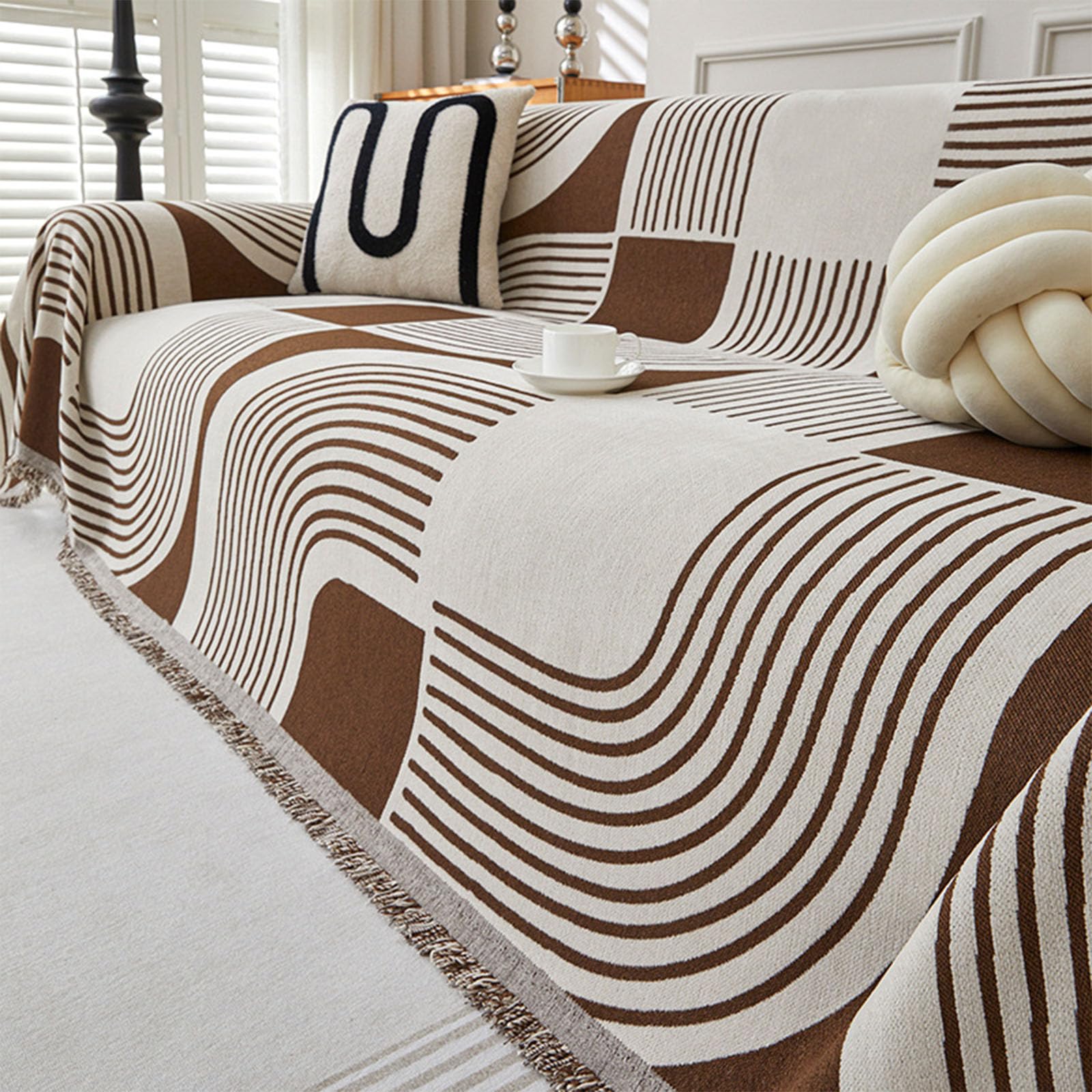 Housse en chenille lavable et épaisse | Coussin universel 3 places 180x200cm