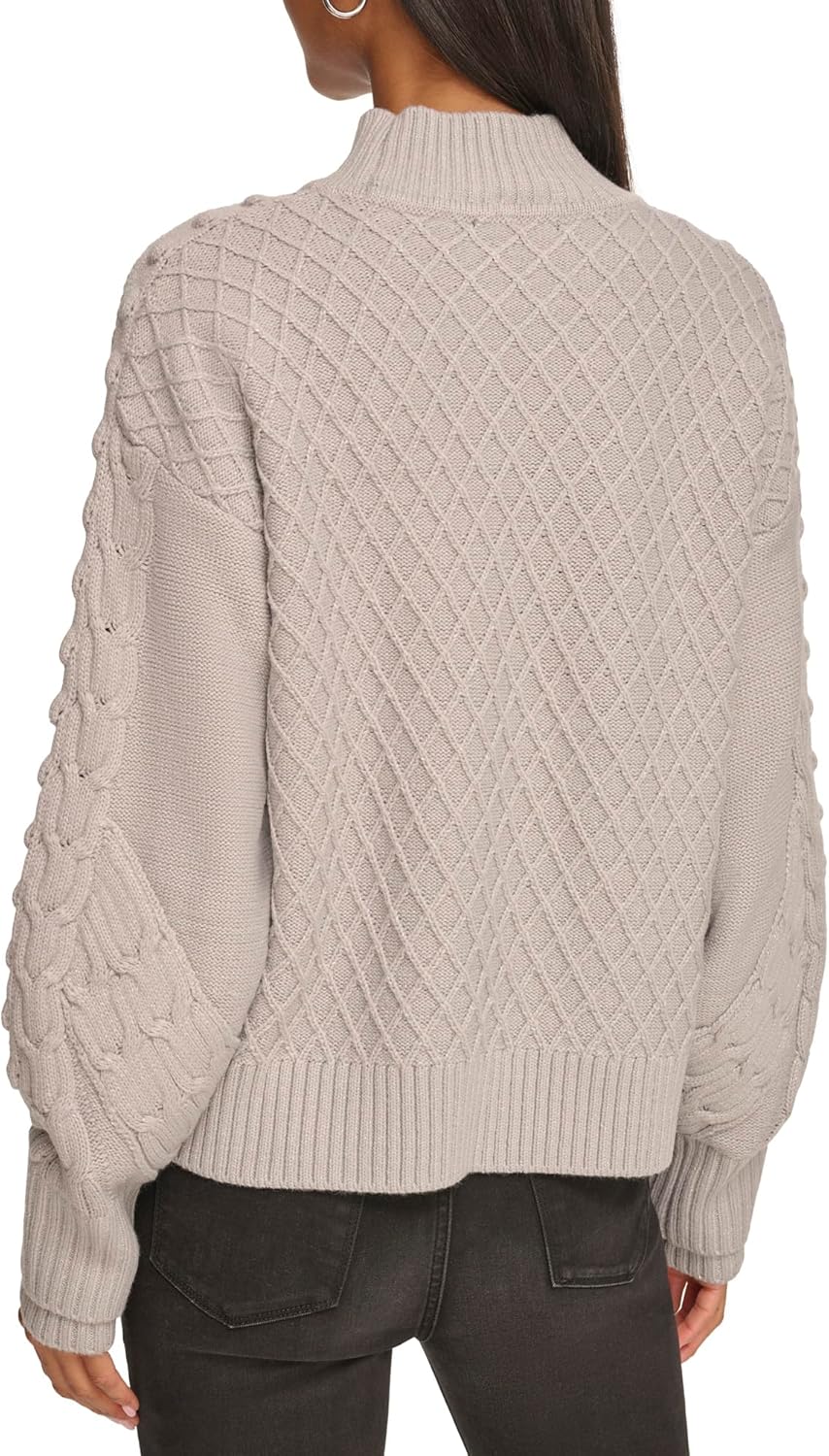 Karl Lagerfeld Womens Long Sleeve Cable Sweater - Image 4