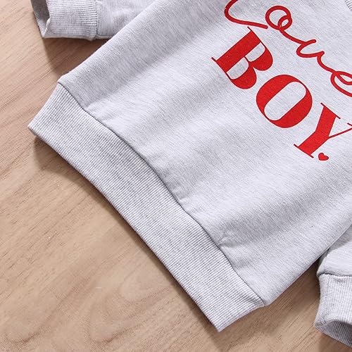 Miniatura 4 de JLKGICF Traje de San Valentín para bebé y niña pequeña sudadera con estampado de letras cuello redondo ropa de San Valentín