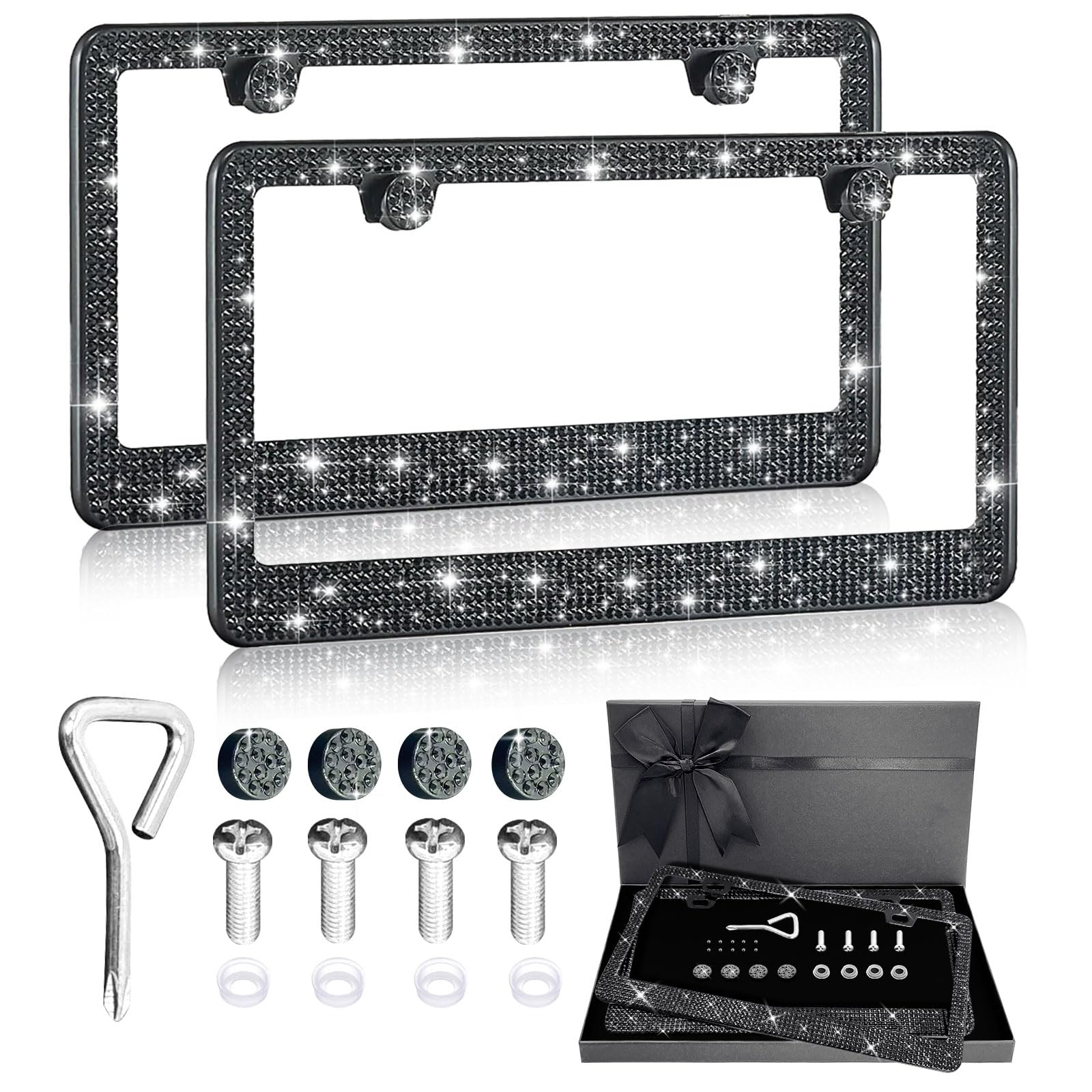 Photo 1 of Sanoak Bling Rhinestone License Plate Frame - 2PC Black