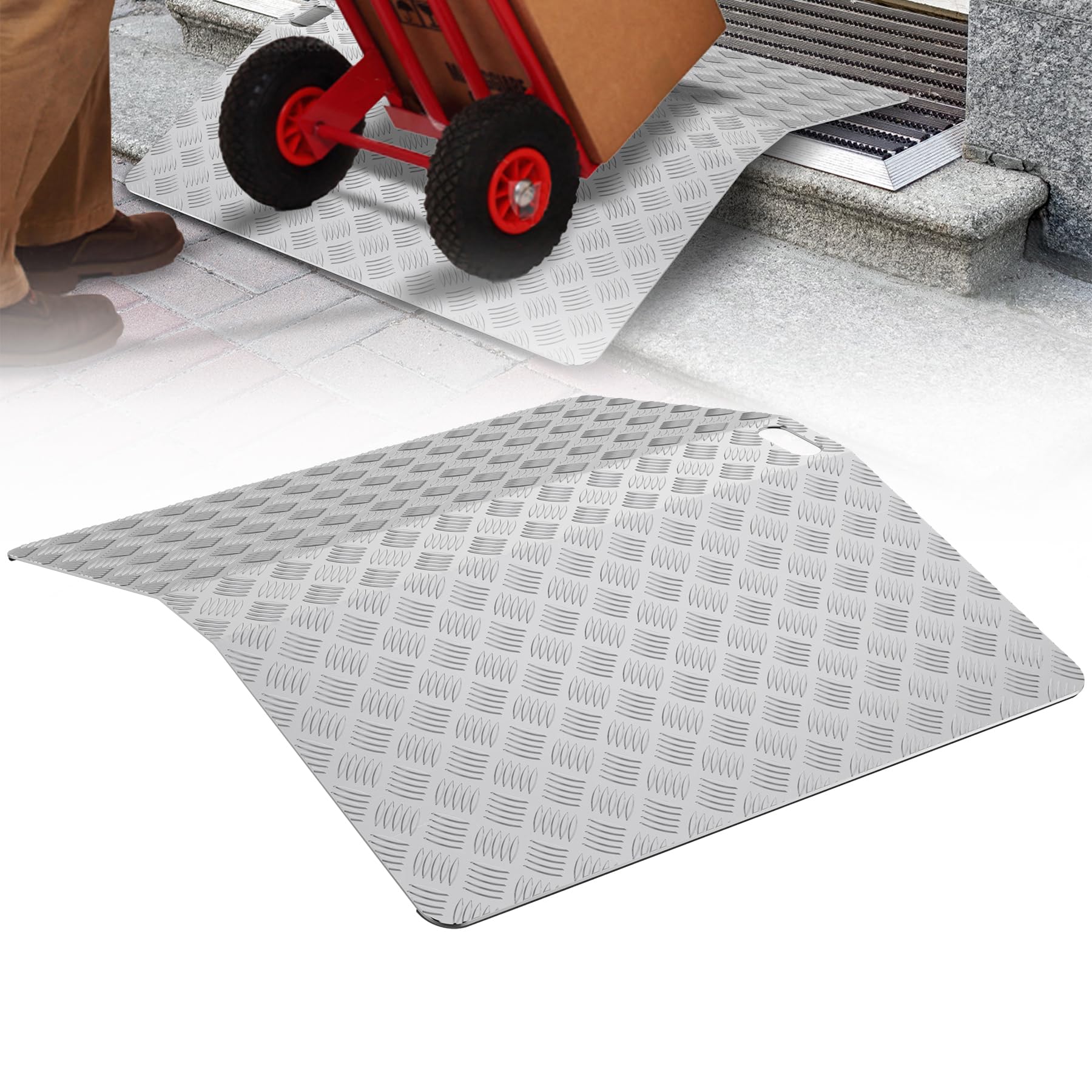 LARS360 Türschwellenrampe Aluminium 270 kg Tragkraft – Rollstuhlrampe, Schwellenrampe für Tür, Stufen & Eingang, rutschfest & tragbar, Mobile Rampe für Rollstuhl, Rollator & Scooter