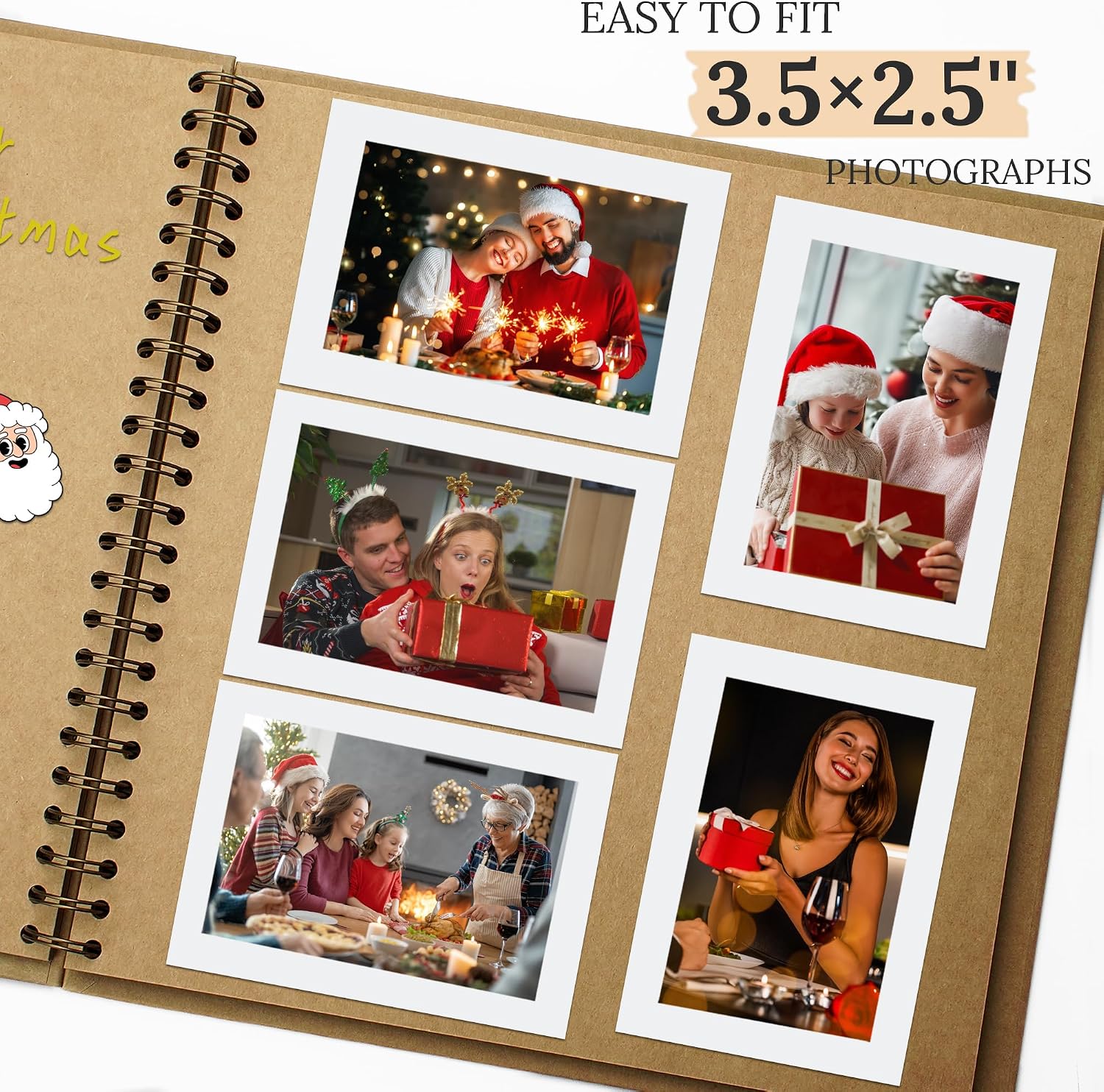 Scrapbook 8x8 Inch DIY Scrapbook Album Hardcover Kraft Paper 40 pages/20 sheets, Perfect for 4x6 / 5x7 Photos, Customizable Memory Book for Family, Wedding & Guest Book, Khaki
