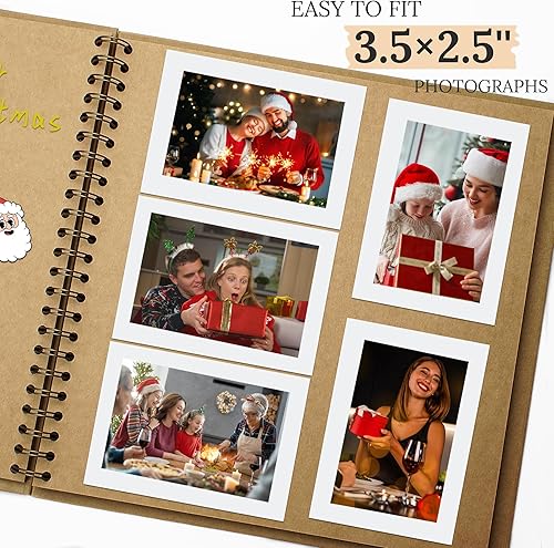 Vista 256 de Álbum de recortes de 8 x 8 pulgadas, álbum de recortes de papel kraft de tapa dura, álbumes de fotos, 40 páginas, perfecto para fotos de 4 x 6 / 5 x