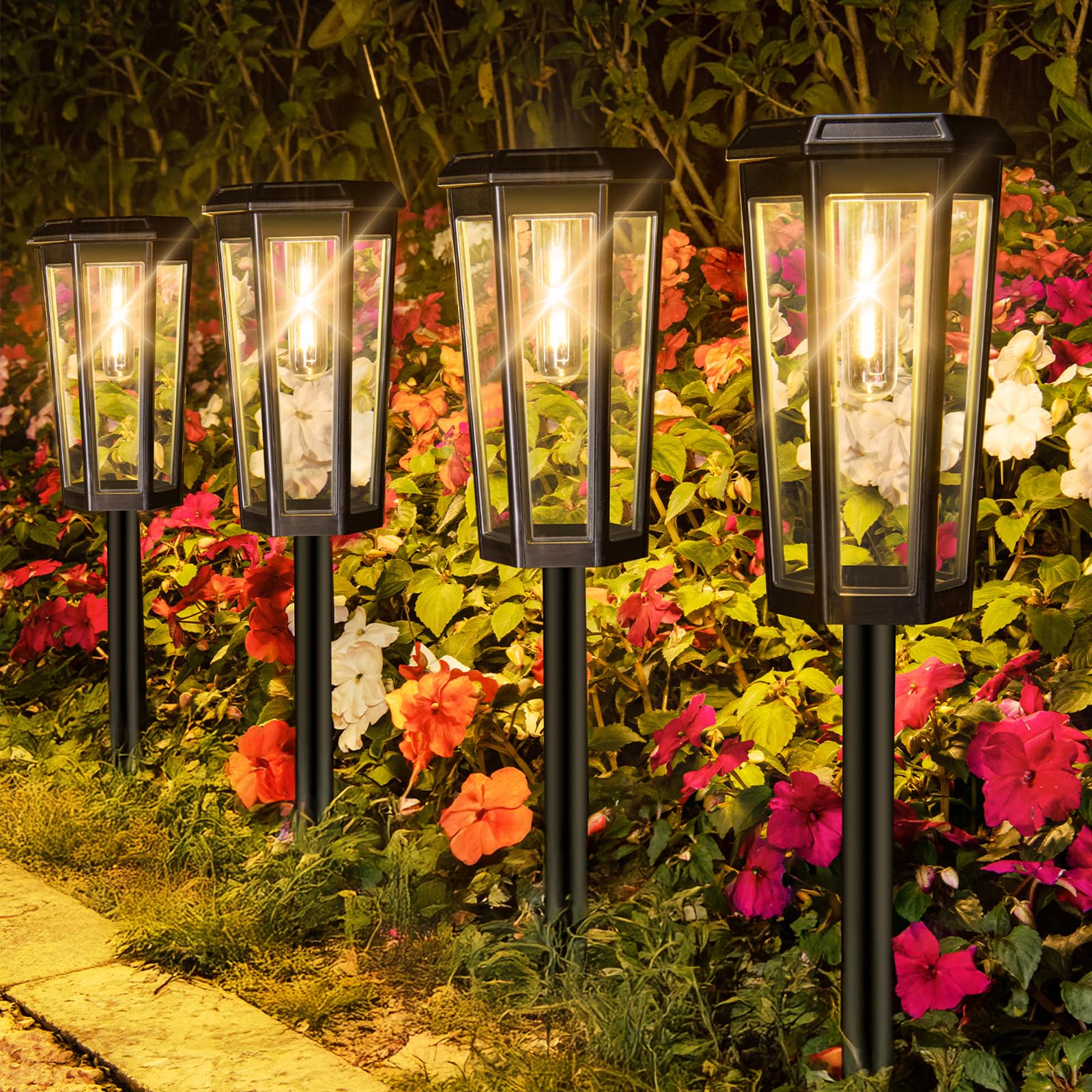 Joomer Solarlampen Für Außen 4 Stück Außenleuchte Edelstahl Wegeleuchte Garten Solarleuchten