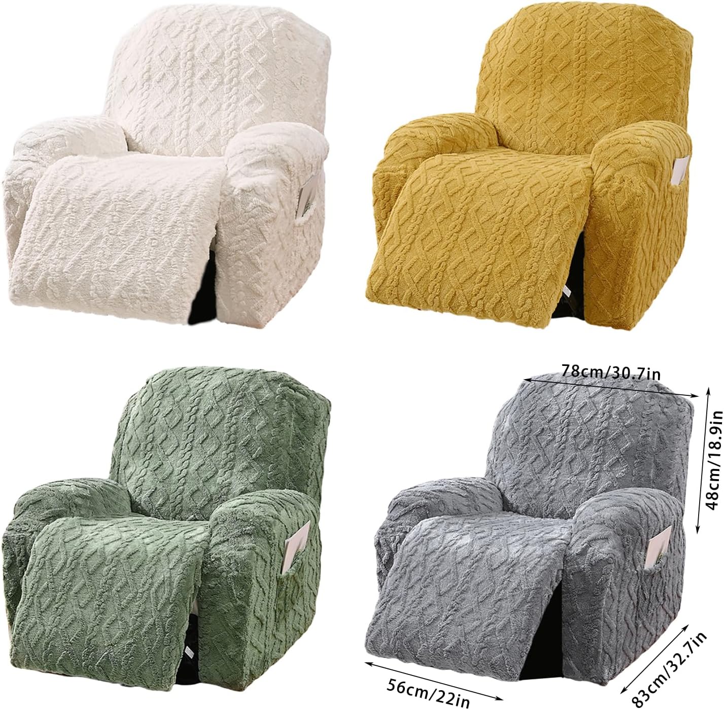 Recliner Furniture Covers Soft Sofa Slipcover Storage Pockets Sofa Protector (Single Seater Single Seater Recliner