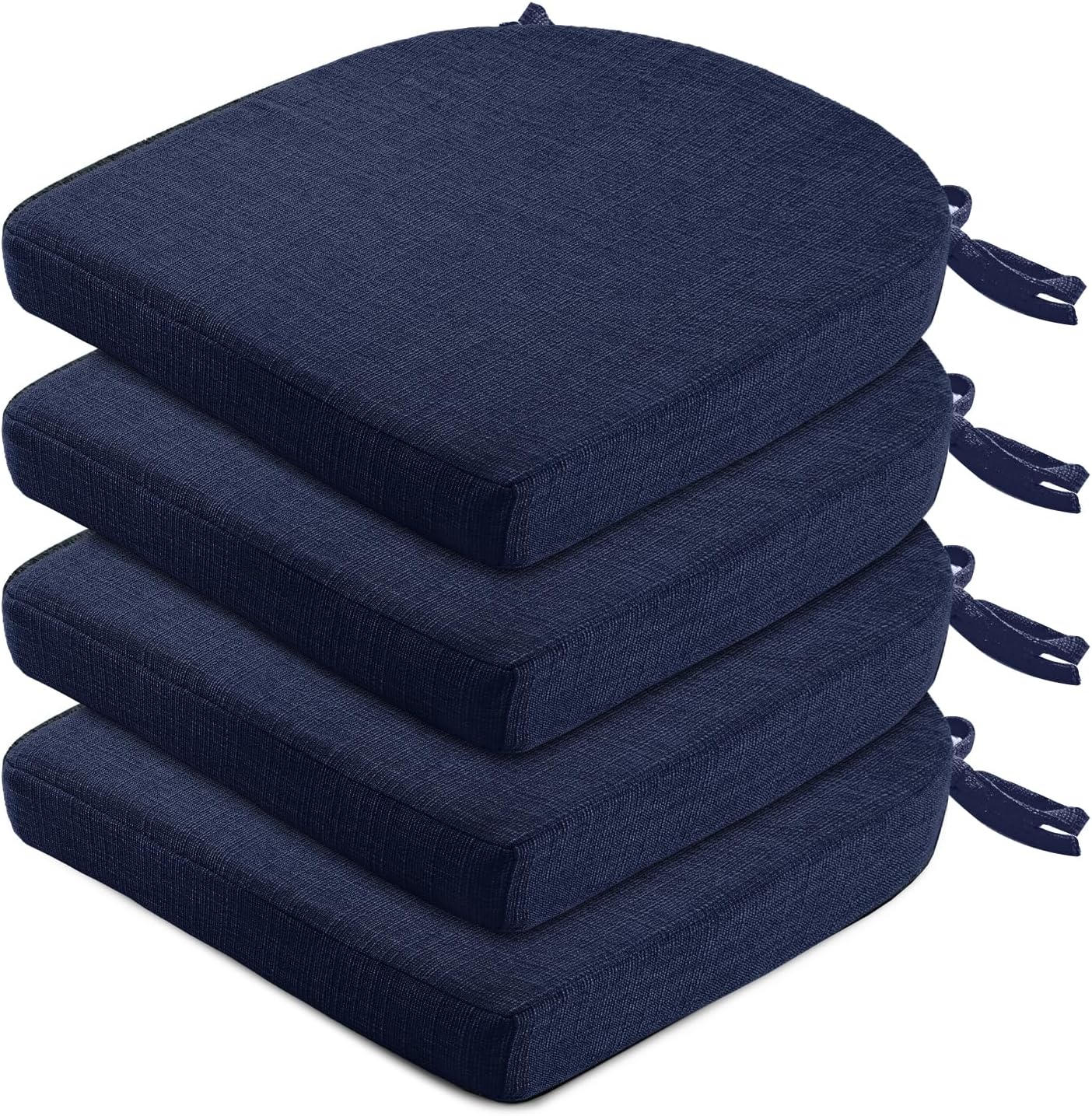 Wellsin Chair Cushions for Dining Chairs 4 Pack - Kitchen Chair Cushions with Ties and Non-Slip Backing - Dining Chair Pads 16"X16"X2", Navy Navy Pack of 4