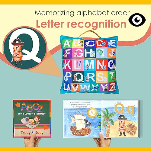 Miniatura 8 de ABC - Funda de almohada y libro de aprendizaje del alfabeto con seguimiento de letras, materiales educativos para la primera infancia y actividades