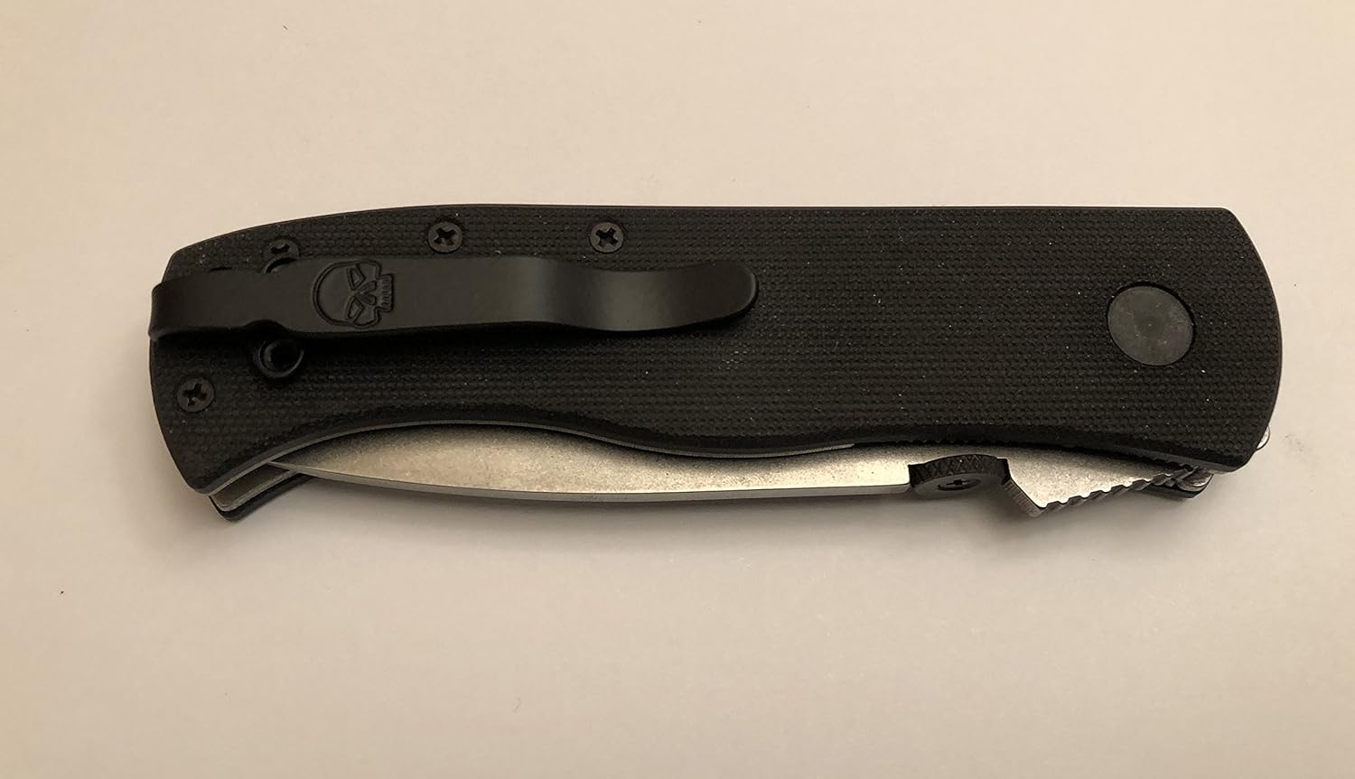 Black Titanium Deep Pocket Clip For Emerson CQC-7 CQC-10 CQC-15 A-100 Roadhouse Horseman Knives Biker Skull Marking