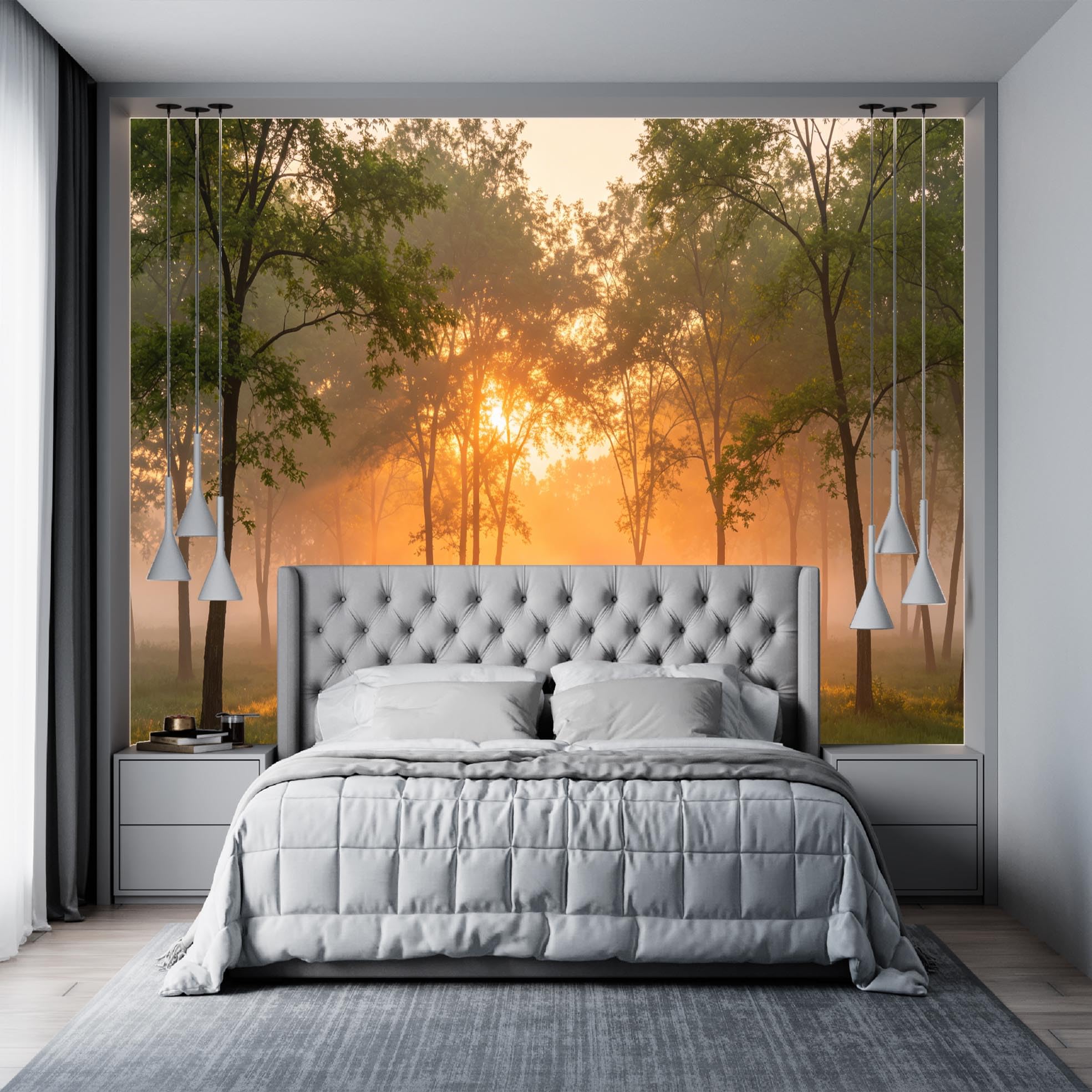 Carta Da Parati Fotografica Paesaggio Forestale Al Tramonto Murale Panoramico Per Soggiorno Carta Da Parati In Tessuto Non Tessuto Arte Moderna Poster Da Parete Decorazione Per La Casa Personalizzat
