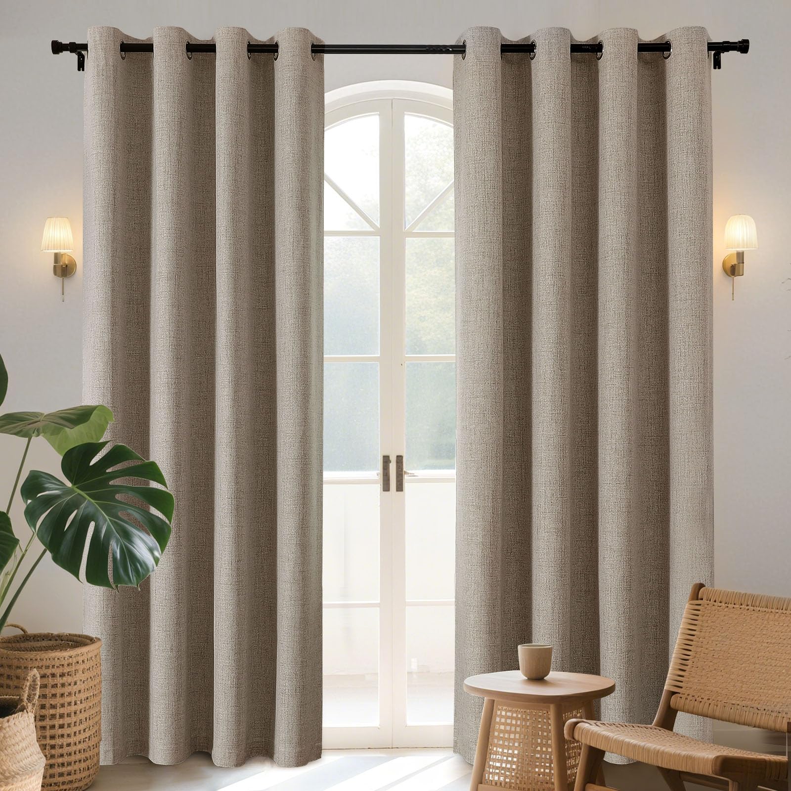 Joydeco Blackout Curtains 96 Inches Long 2 Panels Burg, Room Darkening Curtains for Bedroom, 100% Black Out Textured Thermal Drapes Privacy Protection