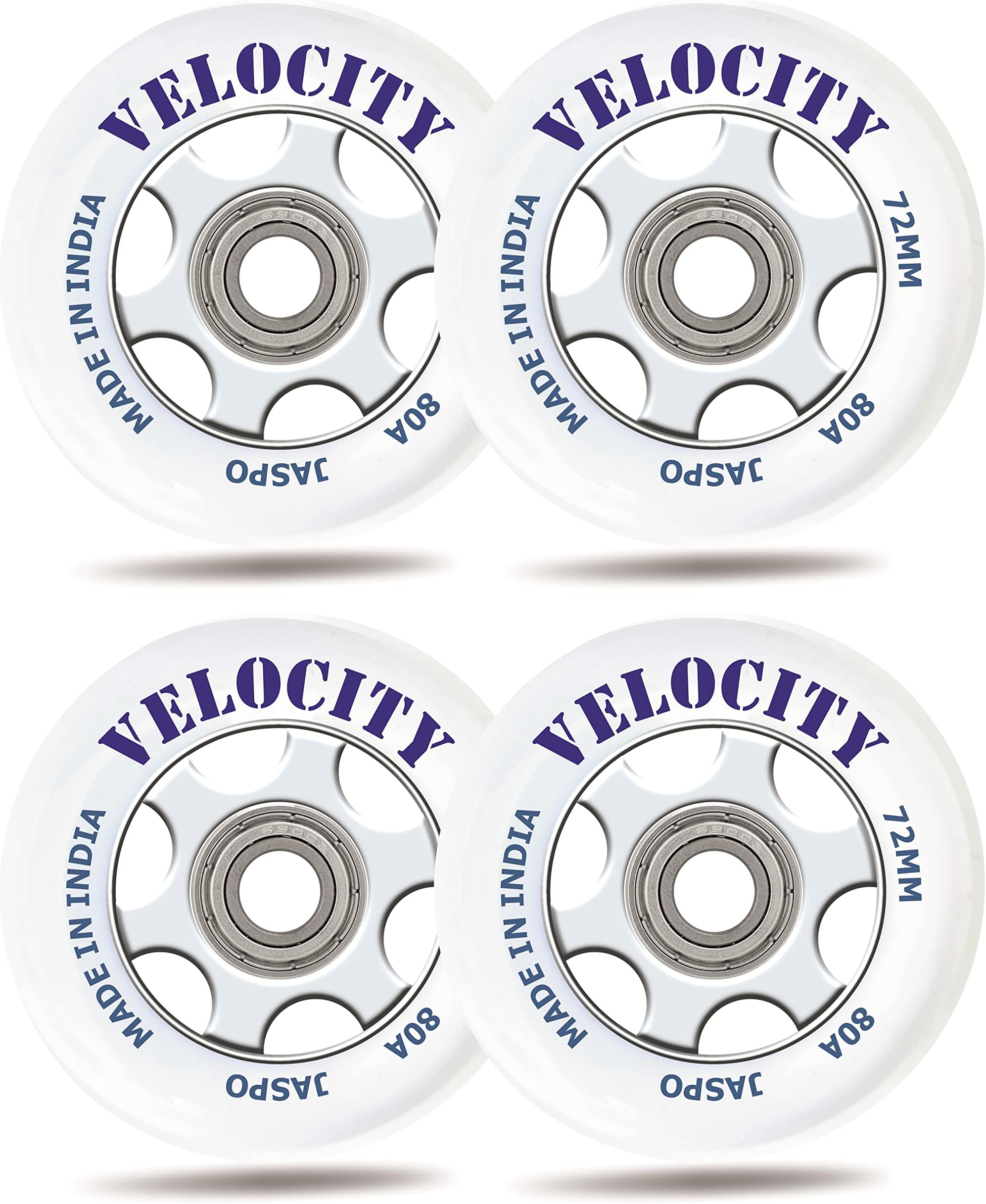 Jaspo Inline PU Wheels 72mm/100mm with ABEC-9 Bearing, Indoor/Outdoor Inline Spare Skate Wheels, Roller Blade Skating/Waveboard/Luggage Wheels, Training/Replacement Wheels (VELOCITY 72 MM (PACK OF 4))