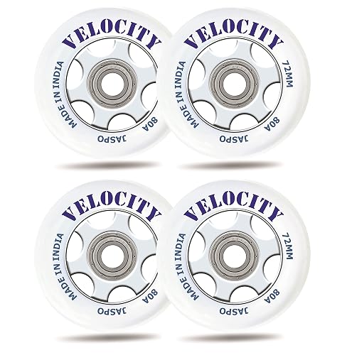jaspo Inline Pu Wheels 72Mm/100Mm Inline Spare Skate Wheels, Roller Blade Skating/Waveboard/Luggage Wheels, Training/Replacement Wheels (Velocity 72 Mm (Pack Of 4)), Mother Of Pearl