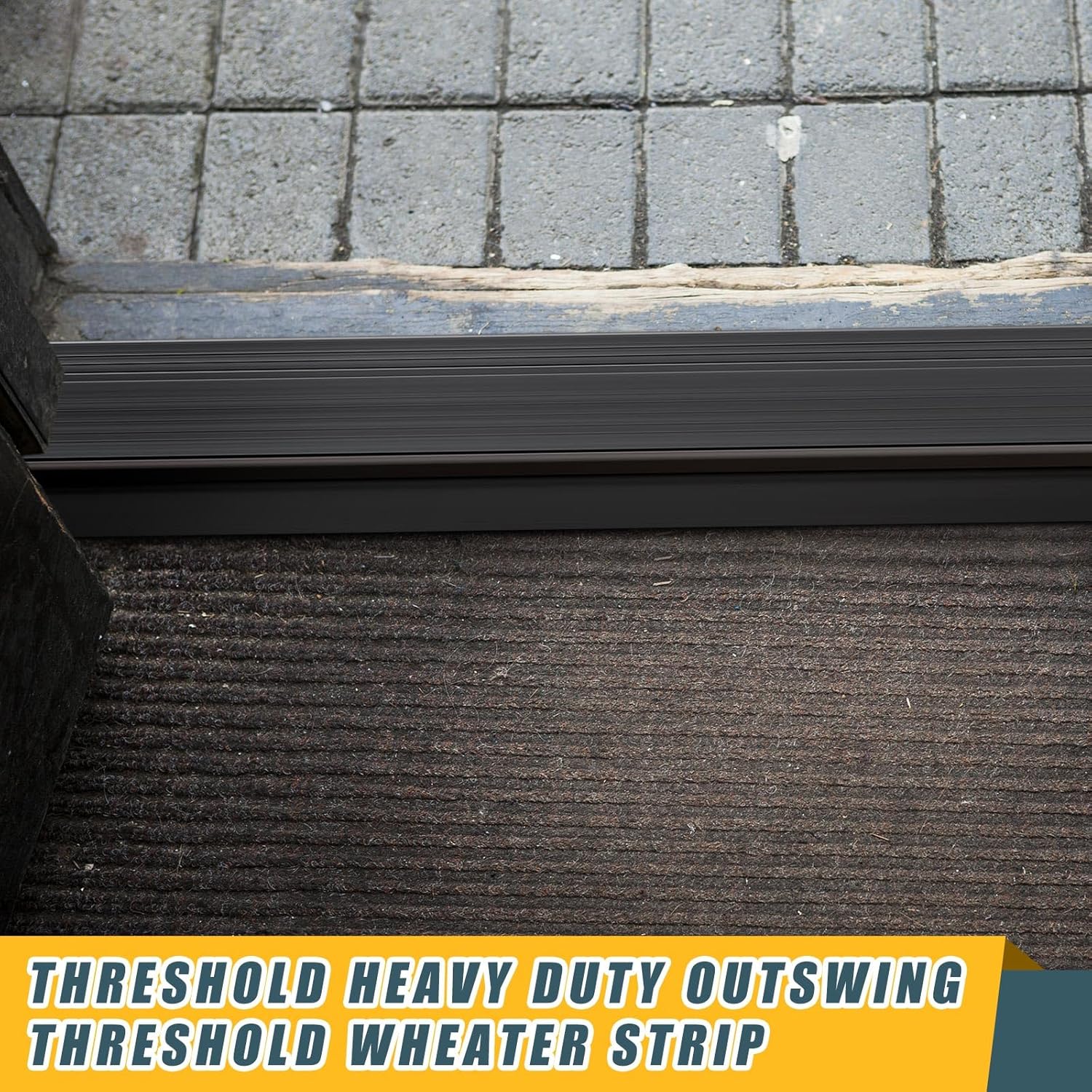 Blulu 2 Pcs 36" Aluminum Exterior Door Threshold 5 5/8" Outdoor Swing Threshold Heavy Duty Adjustable Aluminum Door Sill Pan for Weatherproof & Easy Install for Residential/Commercial Use, Black