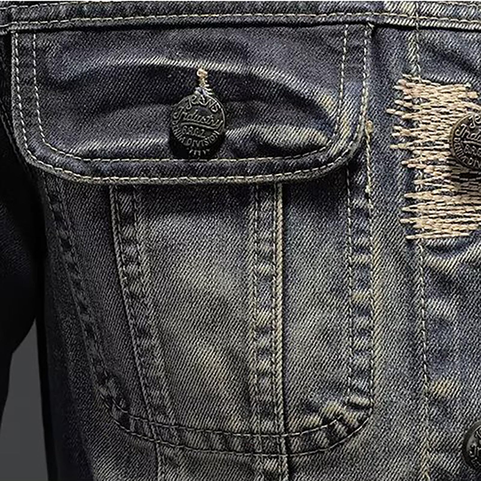 Generisch Moderna chaqueta vaquera retro de corte ajustado para hombre