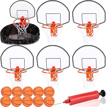 Mini Indoor Trash Can Basketball Hoop Set Clip-On Hoop with Backboard Inflatable Ball and Pump for Home Office Toys Classroom Games
