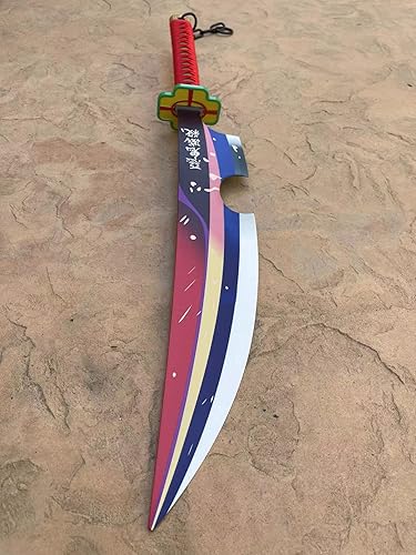 Miniatura 3 de Espada samurái de hoja de metal de 31 pulgadas para cosplay, anime de Demon Sword Tengen Uzui, réplica de accesorios de katana (individual o juego)