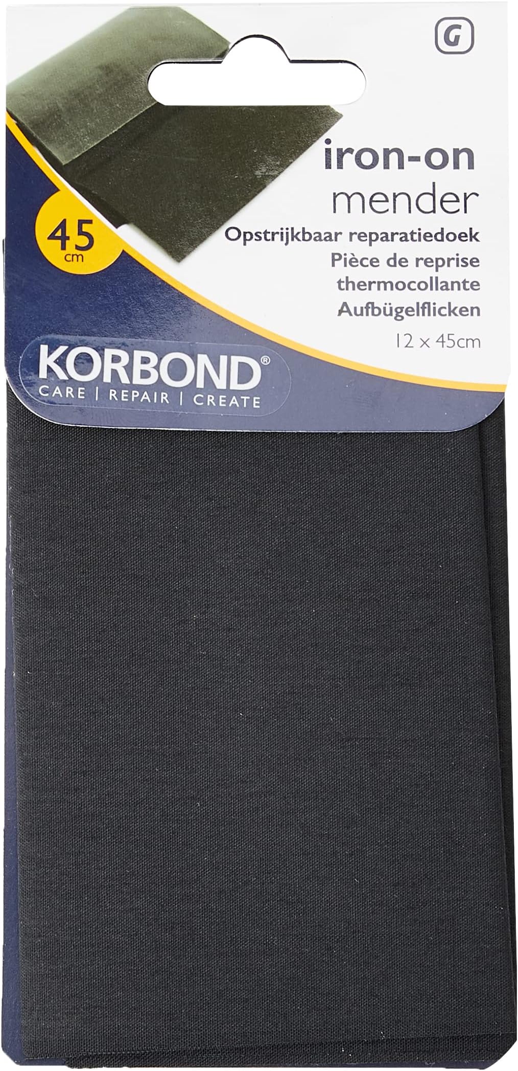 Cotton Extra Wide Iron On Mender – Black - 12cm x 45cm – Invisible Permanent Mending – No Sewing Required - Ideal for Clothes & Garments: Trousers, Dresses, Jeans, Jumpers, Linen, School