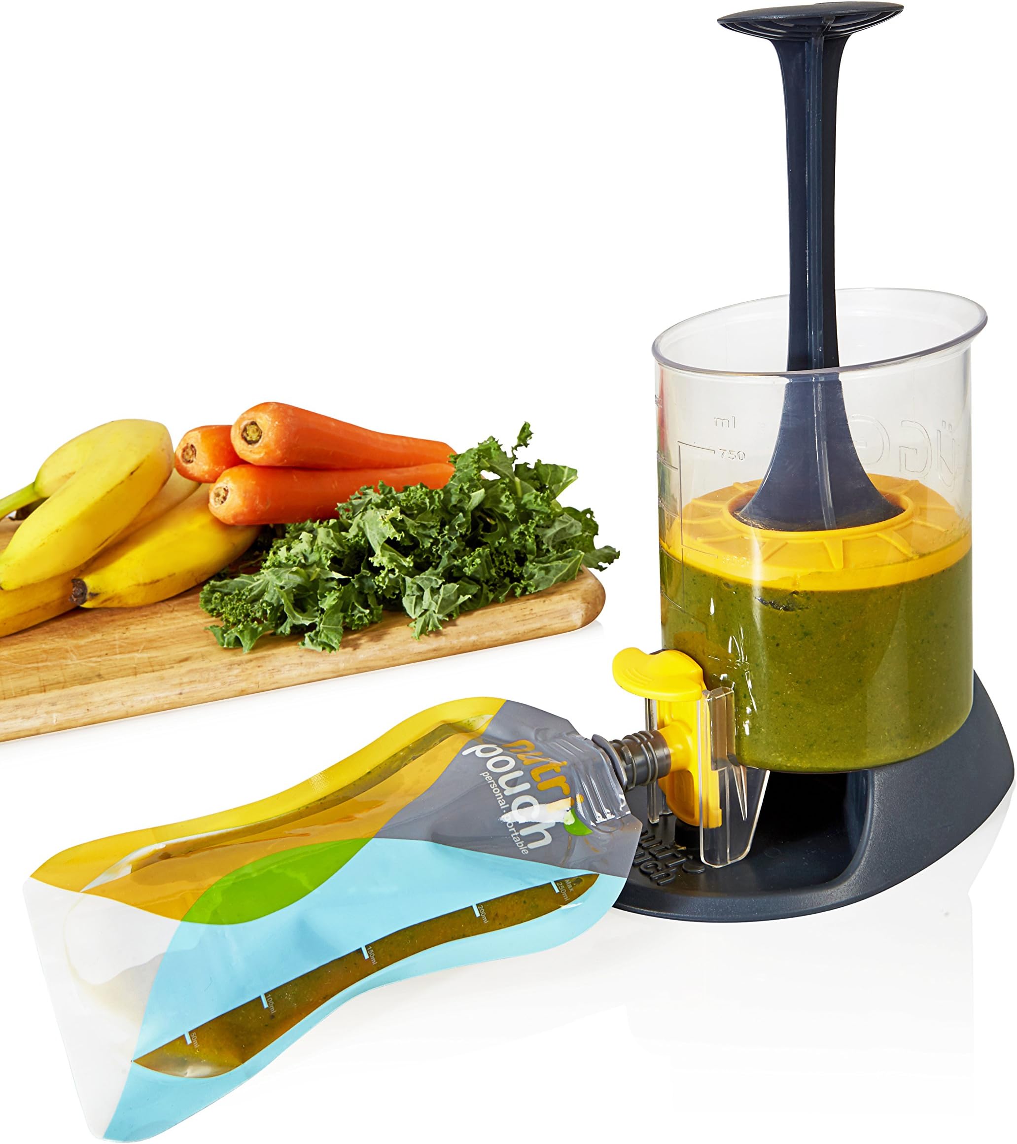 Reusable Pouch Drinks storage 750ml jug, Freezer safe storage of baby & toddler food, Home Made Juice, Energy Drinks and Smoothies on the Go - Kit includes 2 x 250ml reusable Pouches