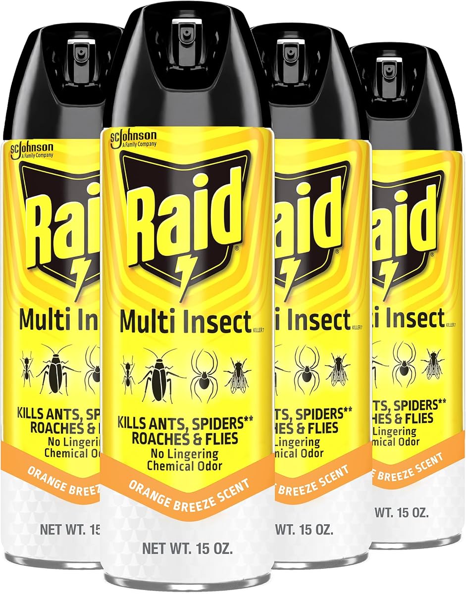 Raid Multi Insect Killer, Orange Breeze 15 Ounce (Pack of 4)