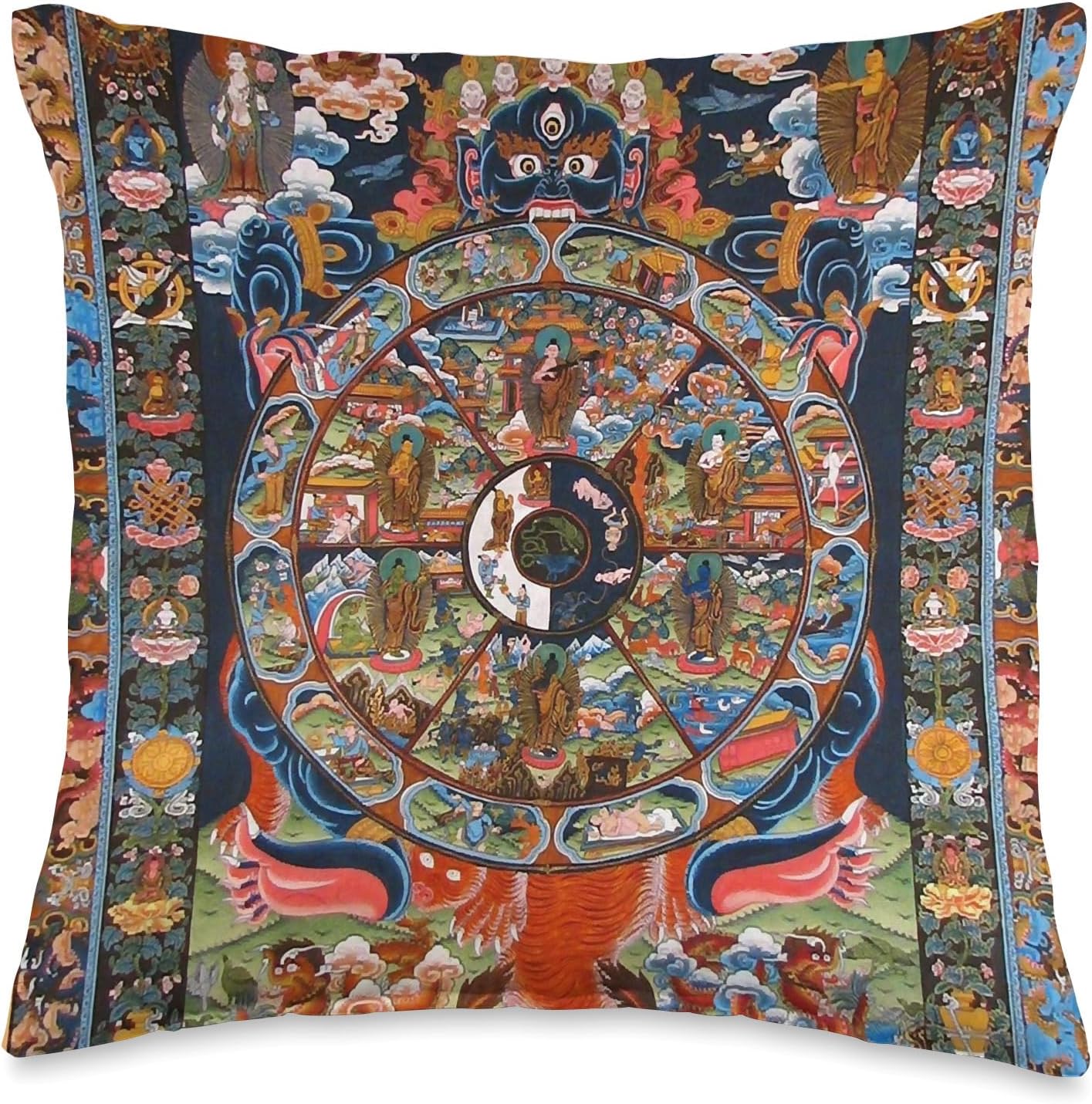 Tibetan Buddhist Wheel Of Life Throw Pillow