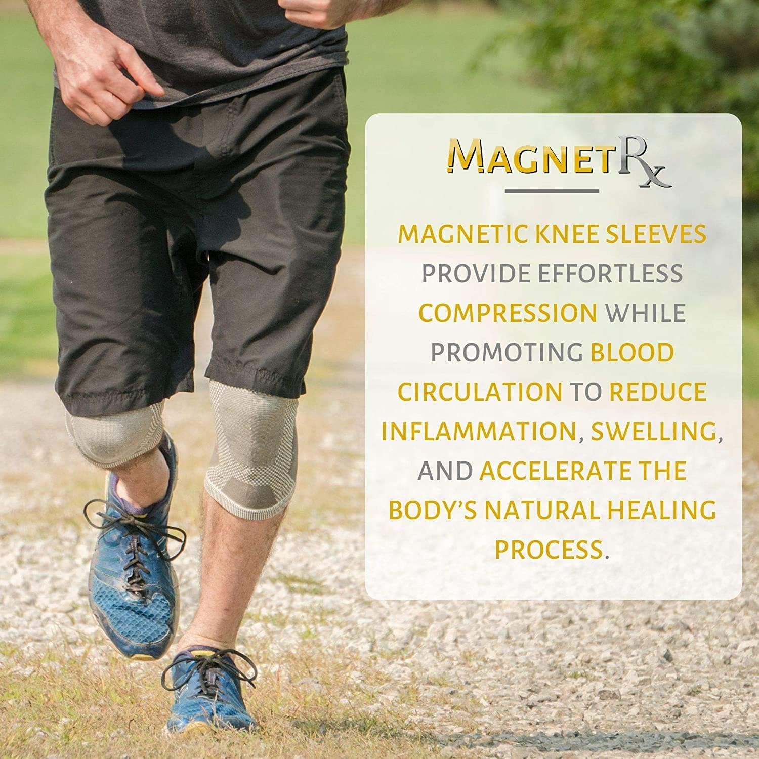 MagnetRX® Magnetic Therapy Knee Compression Sleeve - (2-Pack) Knee Support with Magnets for Knee Pain & Recovery - Magnet Therapy Knee Brace Support (Large) : Health & Household