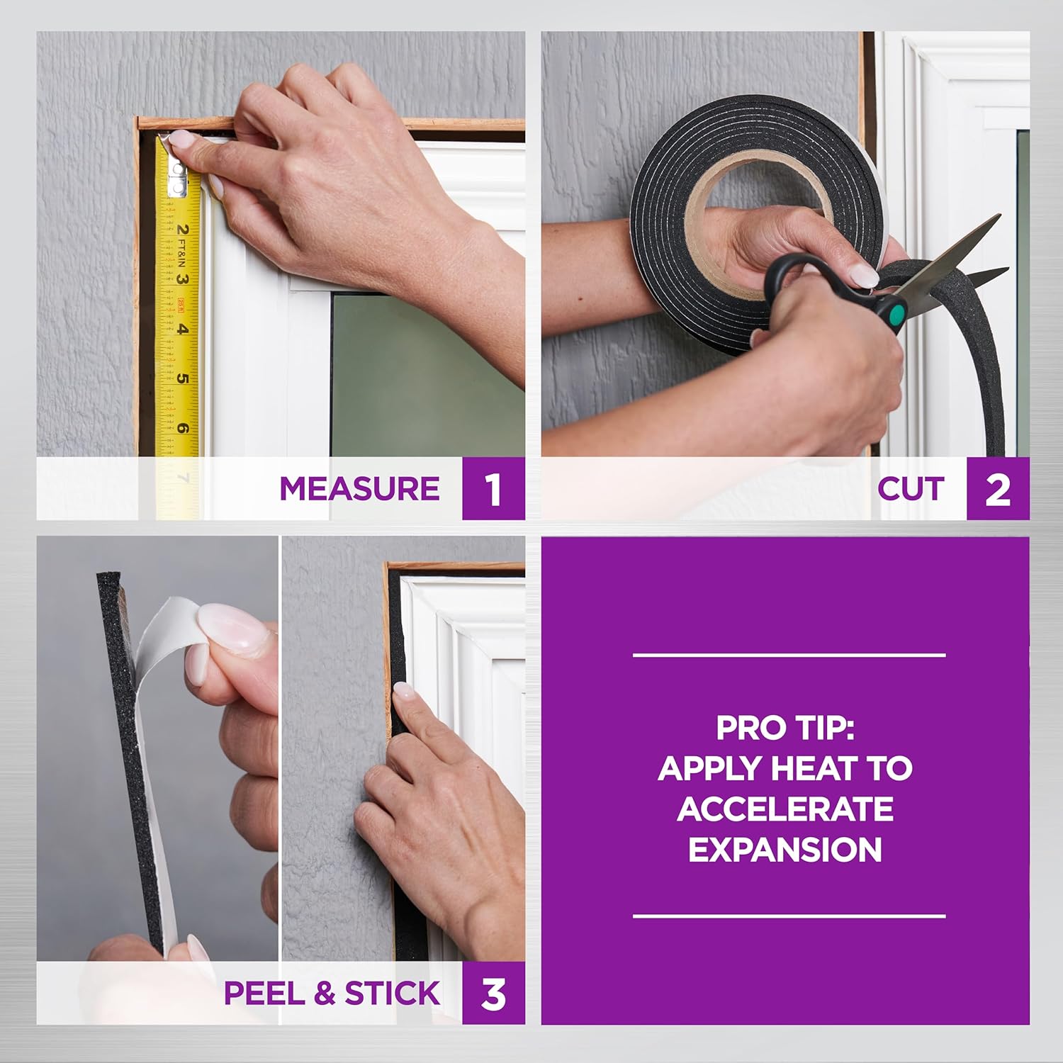 M-D Building Products 03115 1-1/2 in. Black Expandable Foam Platinum™ Weatherseal for Uneven Gaps