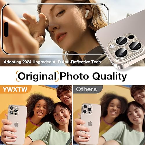 Miniatura 10 de YWXTW Protector de lente de cámara para iPhone 15 ProiPhone 15 Pro Max, versión transparente de 6 generación Protector de pantalla de vidrio