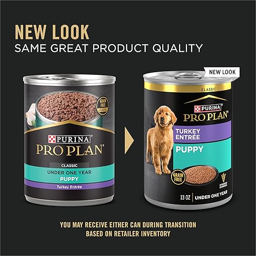 Miniatura 2 de Purina Pro Plan Alimento húmedo para cachorros con alto contenido de proteínas, entrada de pavo clásico, (12) latas de 13 onzas