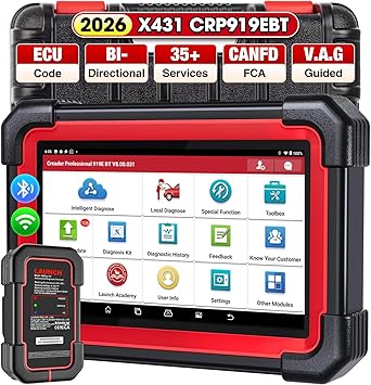 LAUNCH X431 CRP919EBT OBD2 Scanner, Advanced Wireless Bluetooth Bidirectional Scan Tool, ECU Code, CANFD/DOIP, FCA AutoAuth, 35+ Resets, VAG Guided, All Systems for all Vehicles, Upgraded of CRP919E
