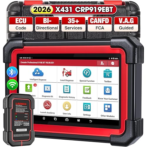 LAUNCH X431 CRP919EBT OBD2 Scanner, Advanced Wireless Bluetooth Bidirectional Scan Tool, ECU Code, CANFD/DOIP, FCA AutoAuth, 35+ Resets, VAG Guided, All Systems for all Vehicles, Upgraded of CRP919E